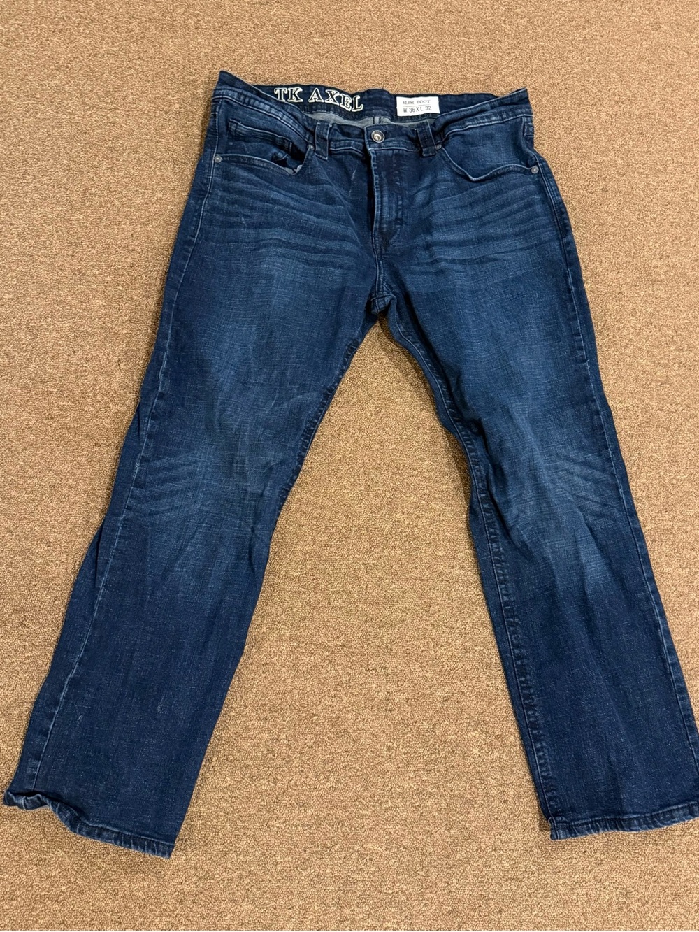 Men's Dark Blue Stretch Jeans 36x32